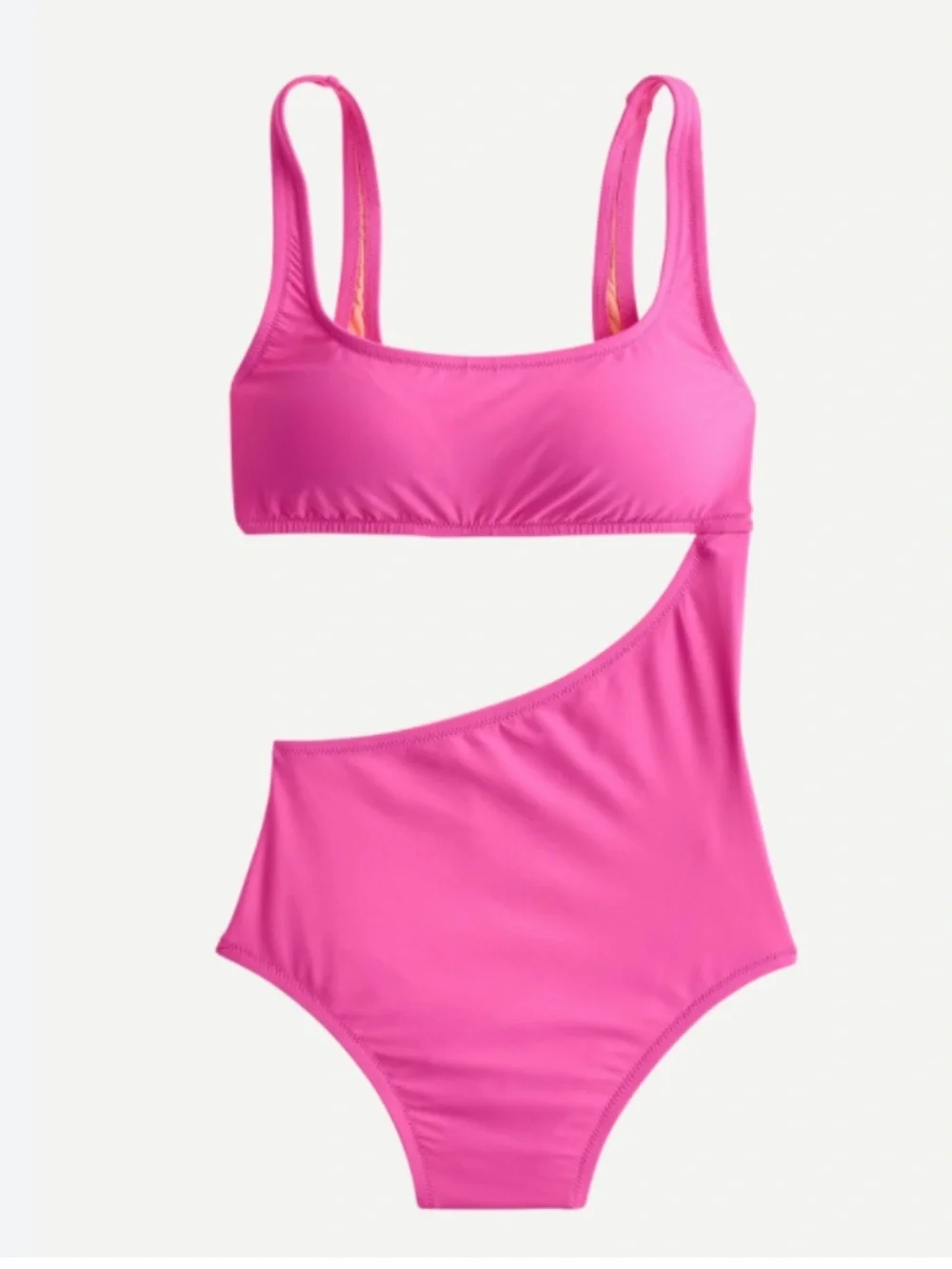 J.Crew $110 1 Piece Neon Pink Cut Out Swimsuit Women Size 18 High Waist